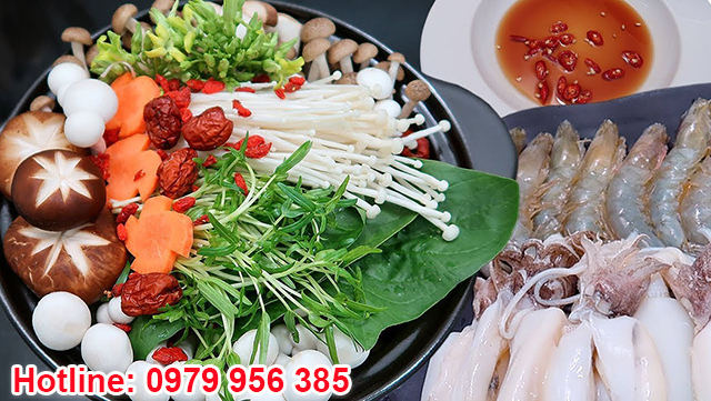 Lẩu hải sản chua cay + bún tươi + rau