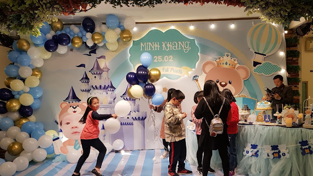 Trang trí đầy tháng bé Minh Khang tại Royal City